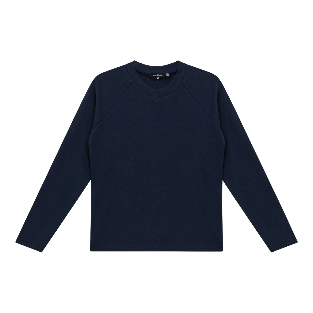 V Neck Raglan Top Dark Denim