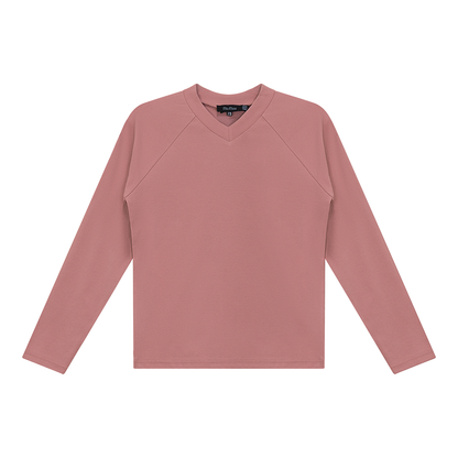 V Neck Raglan Top Misty Rose