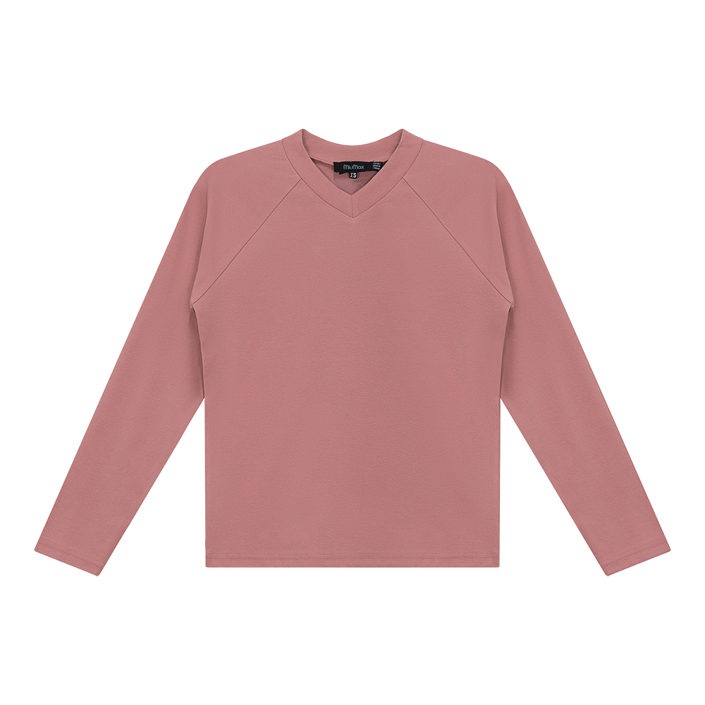 V Neck Raglan Top Misty Rose