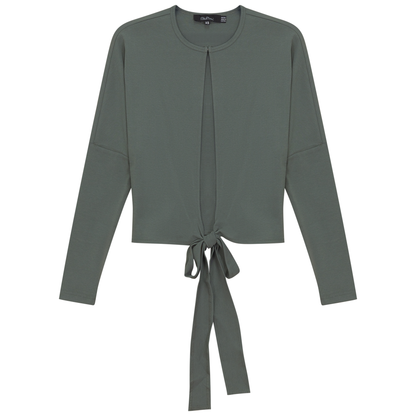Drop Shoulder Cropped Tie Bolero Basil