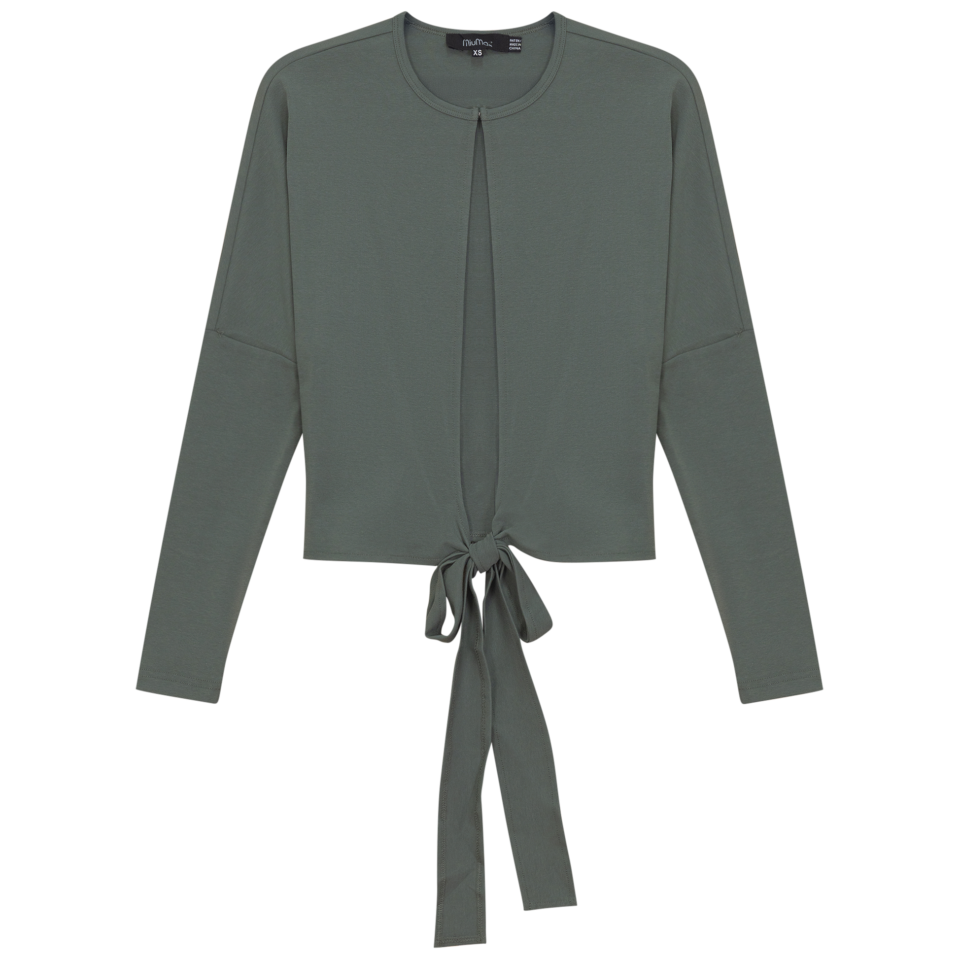 Drop Shoulder Cropped Tie Bolero Basil