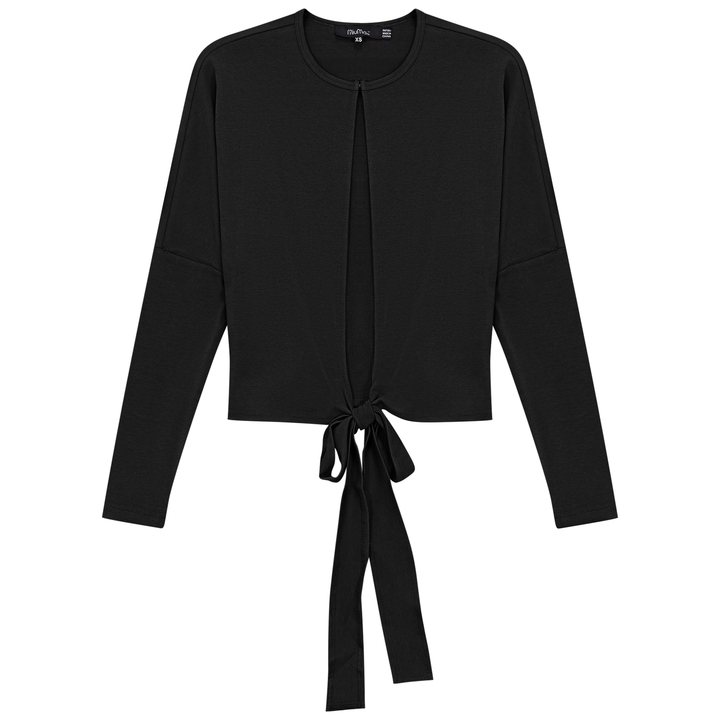 Drop Shoulder Cropped Tie Bolero Black