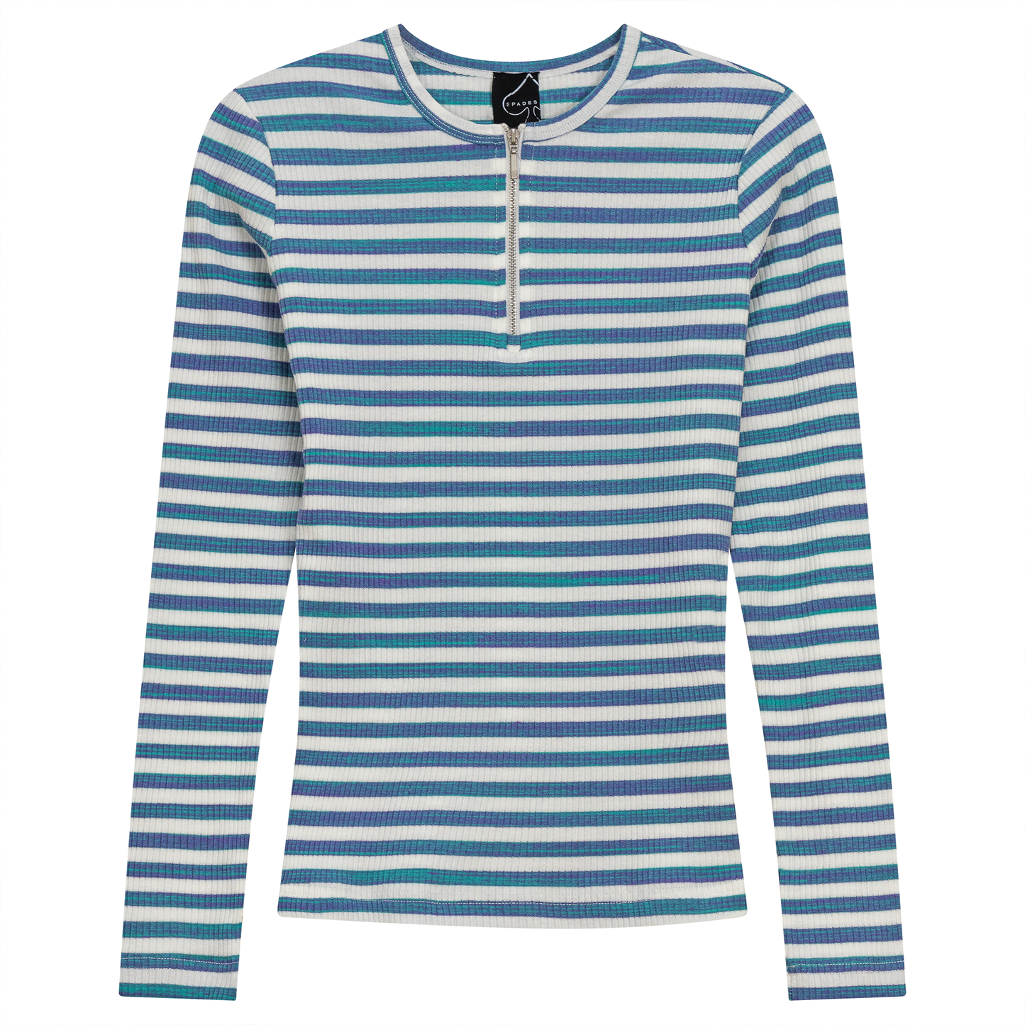 Wash Striped Henley Top Green Plum