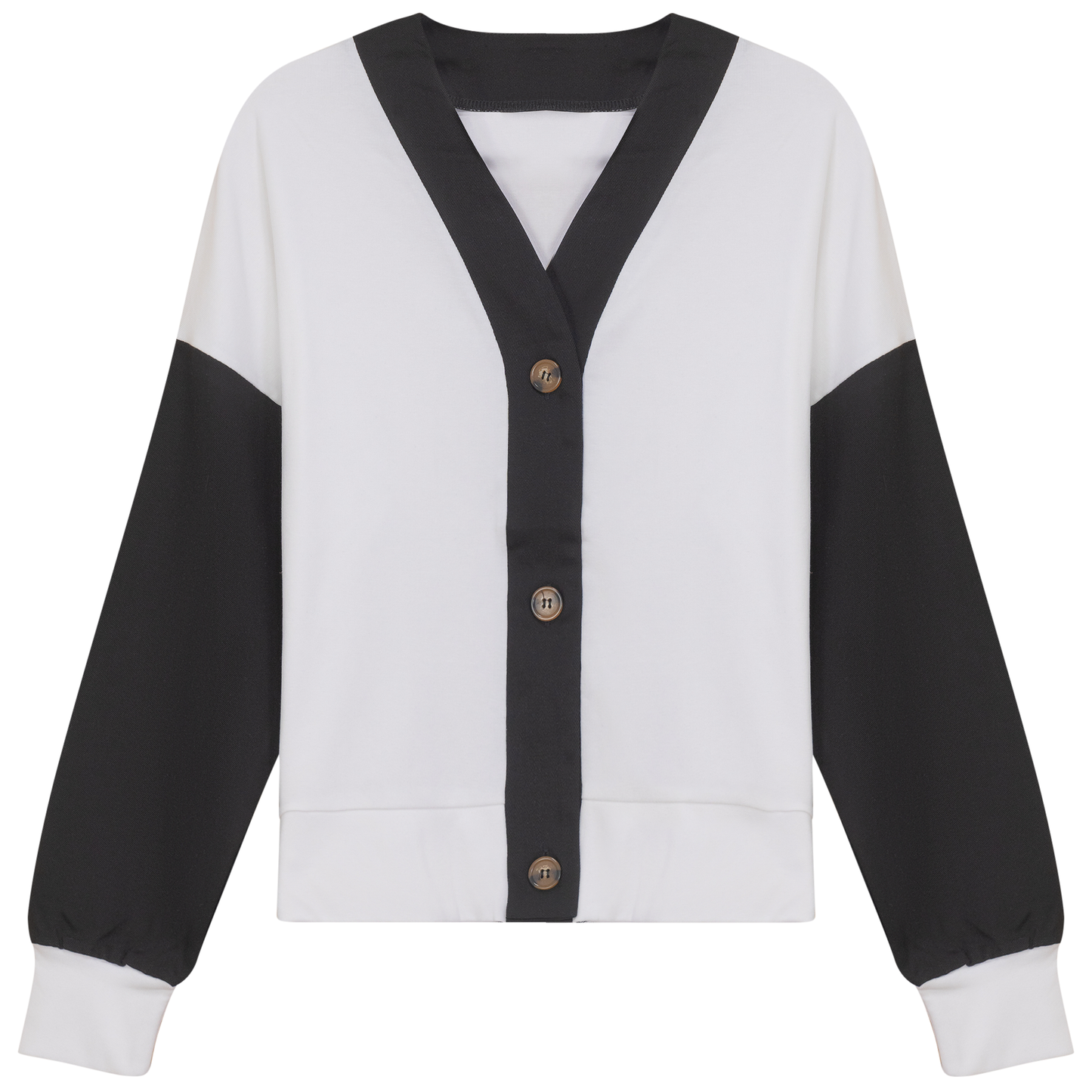 Denim Combo Cardigan White Black Denim