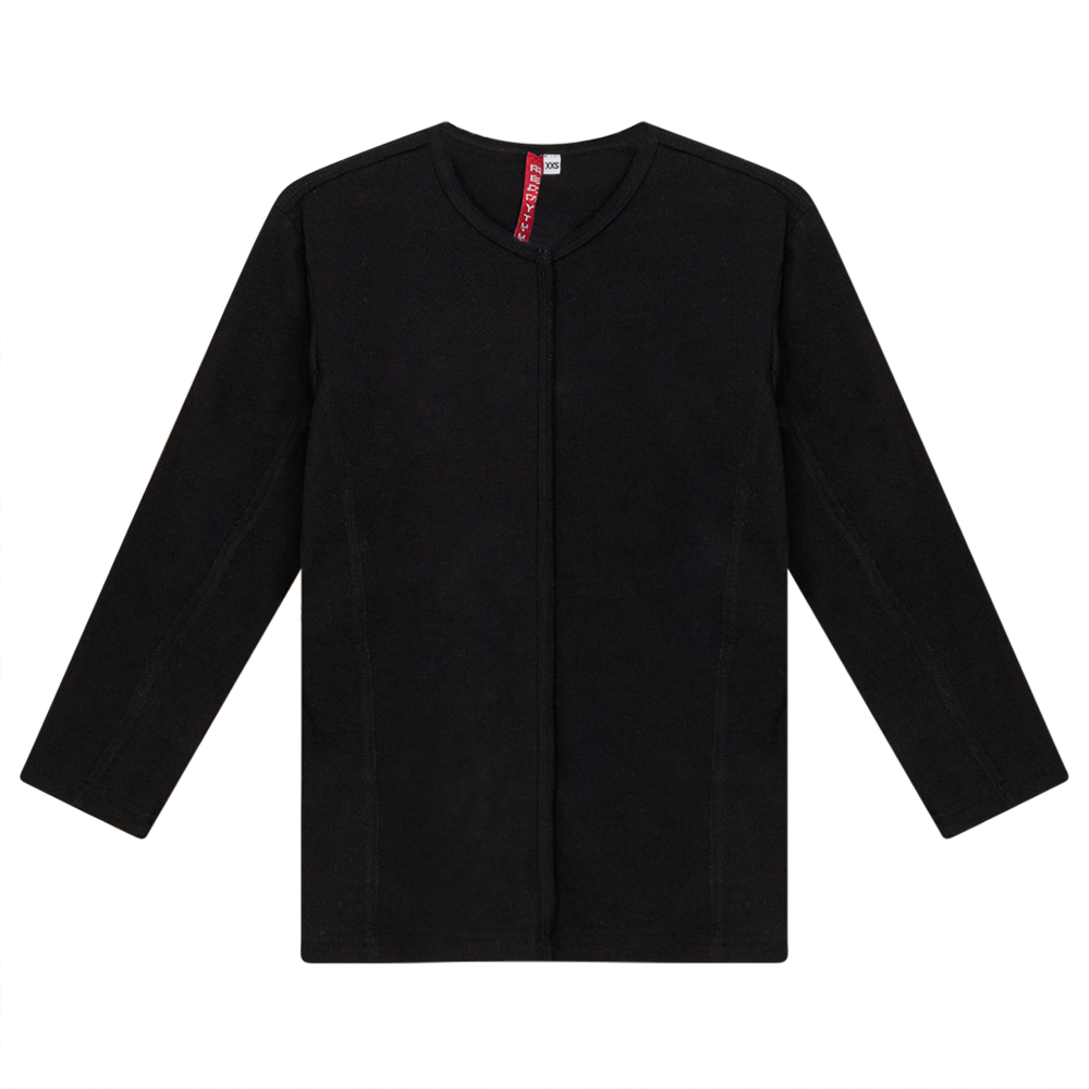 Raw Edge V Neck Top Black