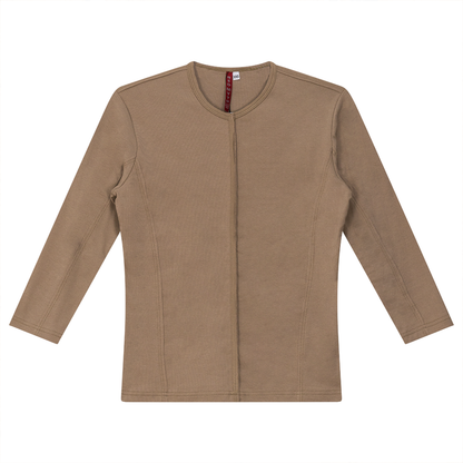 Raw Edge V Neck Top New Stone