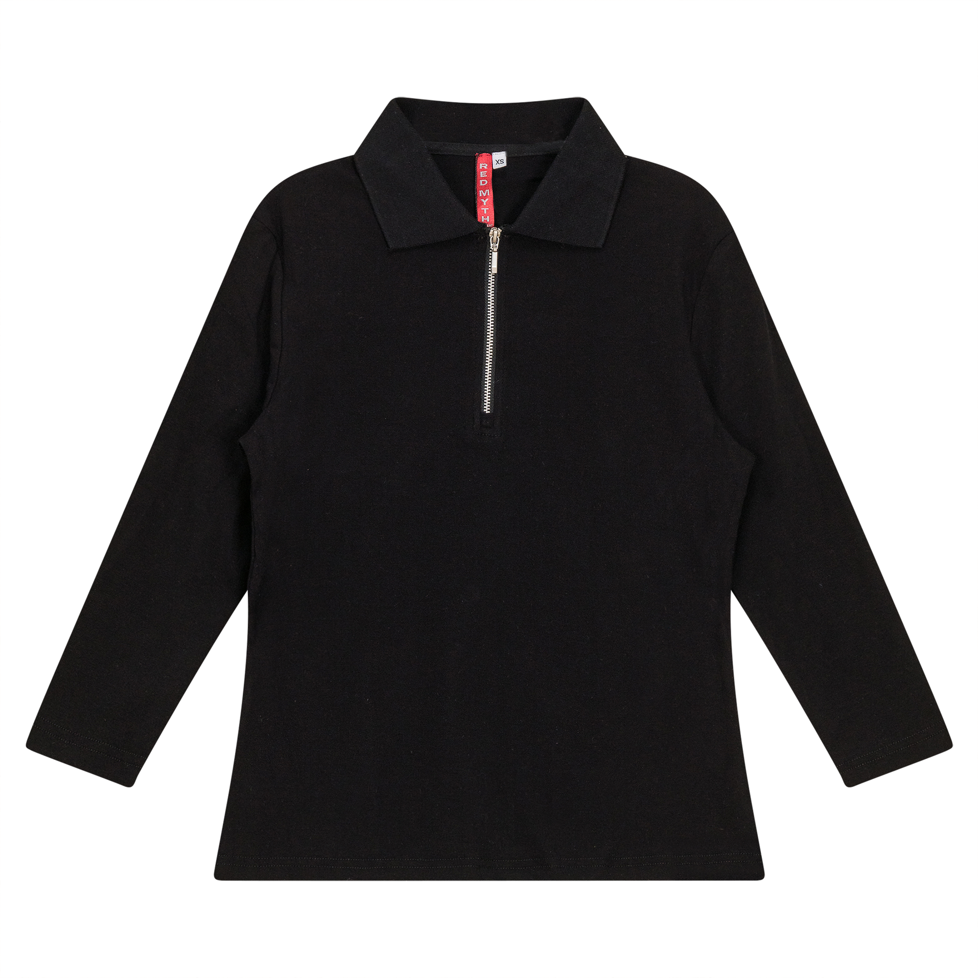 Zip Henley Collar Top Black