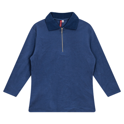 Zip Henley Collar Top Denim