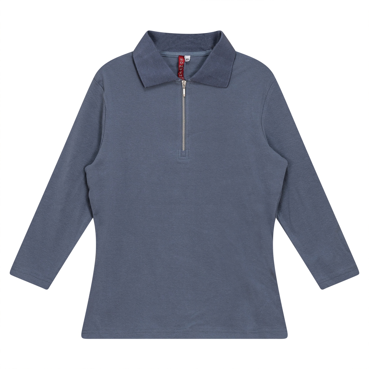 Zip Henley Collar Top Luggage Blue