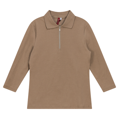 Zip Henley Collar Top New Stone