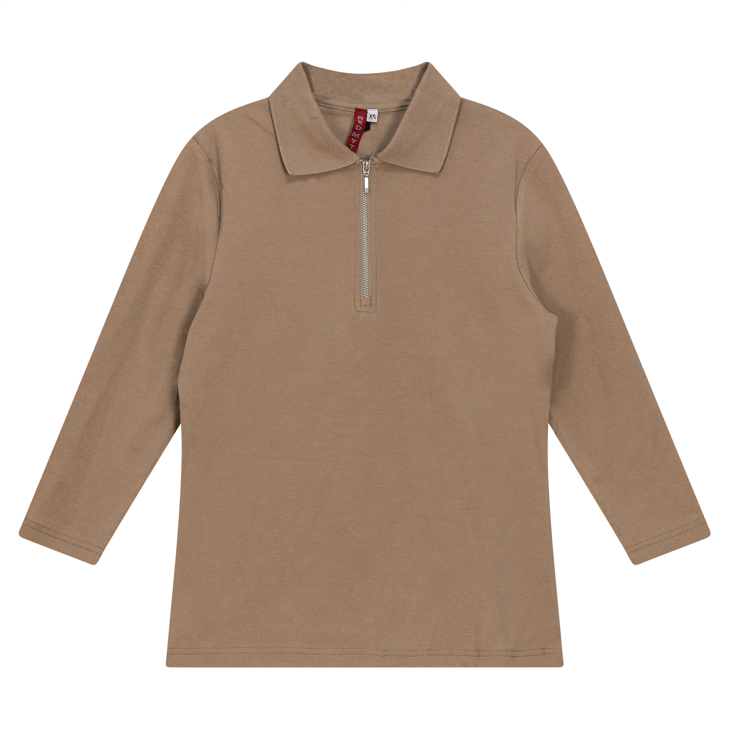 Zip Henley Collar Top New Stone