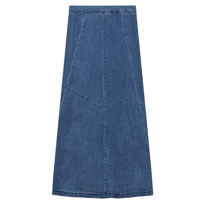Denim Maxi Trumpet Skirt Chambray Wash