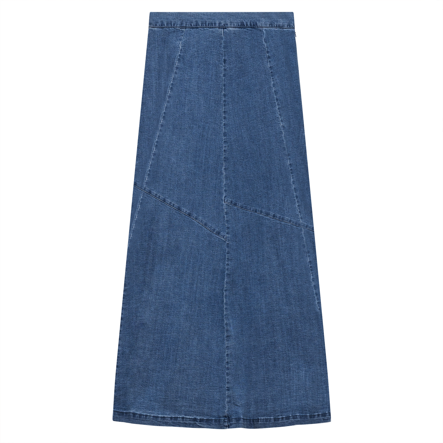 Denim Maxi Trumpet Skirt Chambray Wash