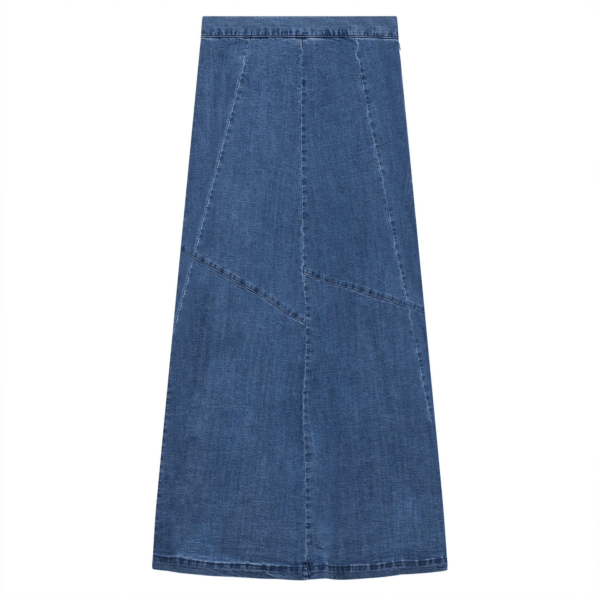 Denim Maxi Trumpet Skirt Chambray Wash