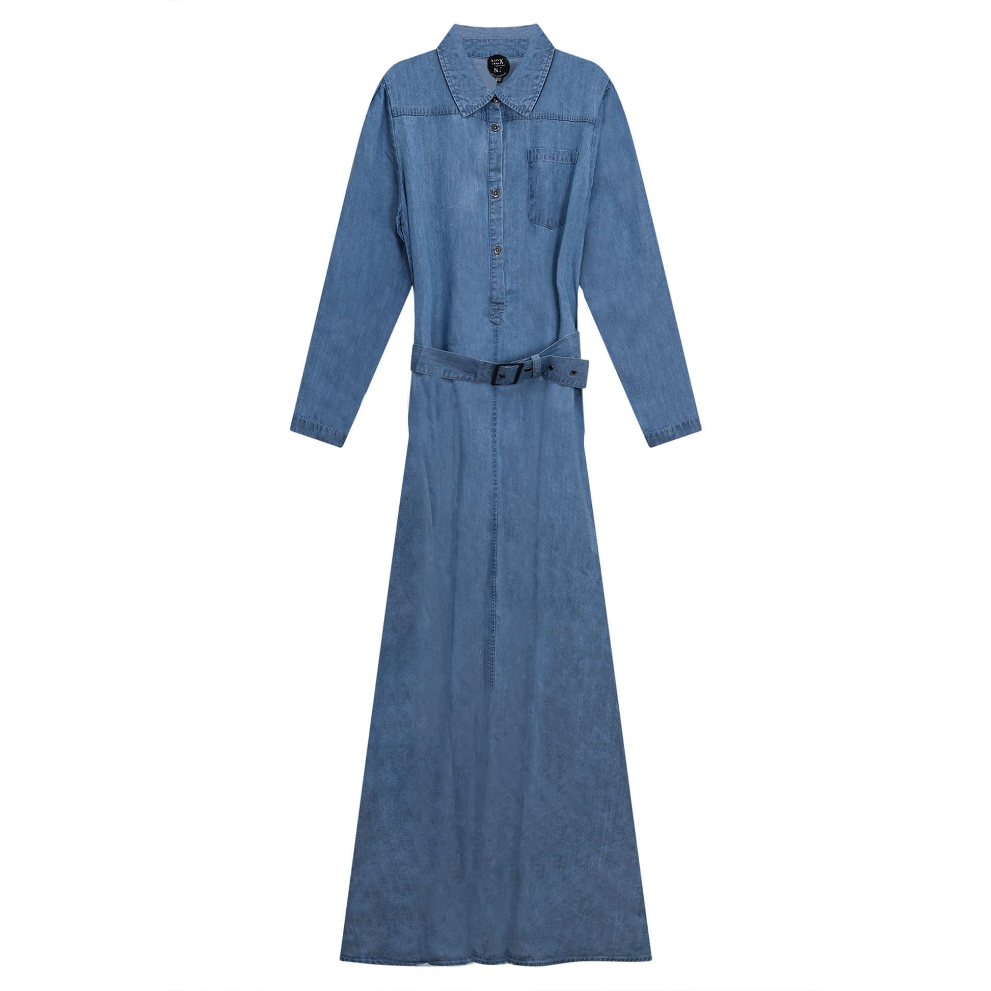 Woven Denim Maxi Dress Dark Denim