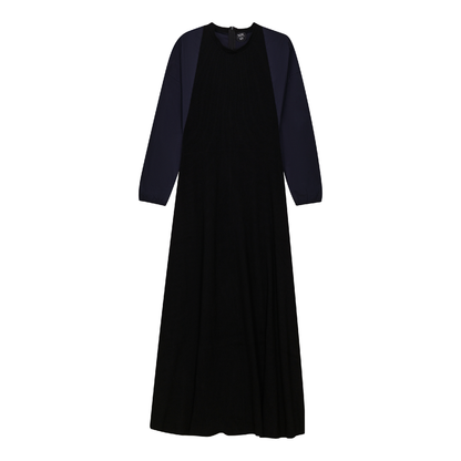 Knit Woven Maxi Dress Black Navy