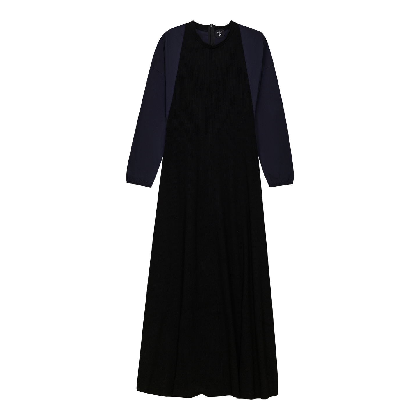 Knit Woven Maxi Dress Black Navy