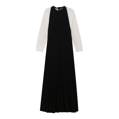 Knit Woven Maxi Dress Black White