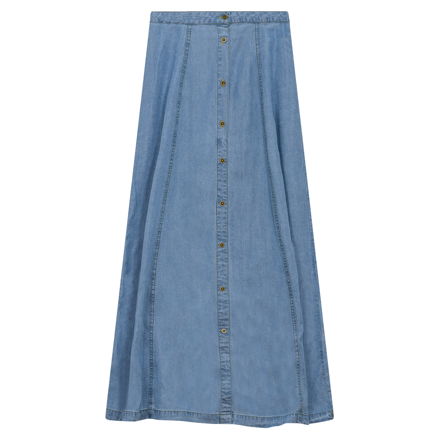 Woven Denim Maxi Skirt Light Denim