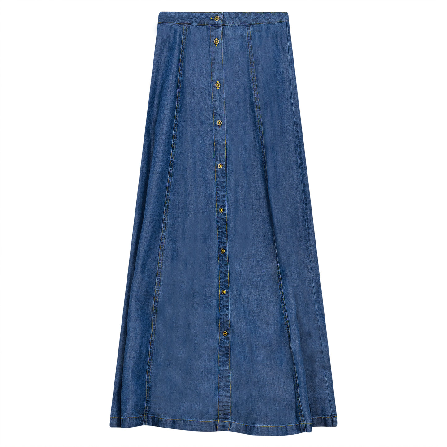 Woven Denim Maxi Skirt Dark Denim