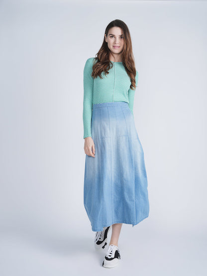 Denim Long Flare Skirt