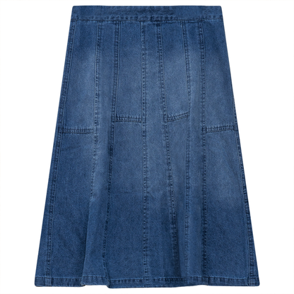 Denim Short Flare Skirt Dark Denim Wash