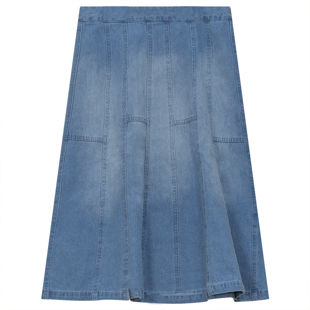 Denim Short Flare Skirt Denim Wash