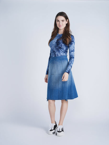 Denim Short Flare Skirt