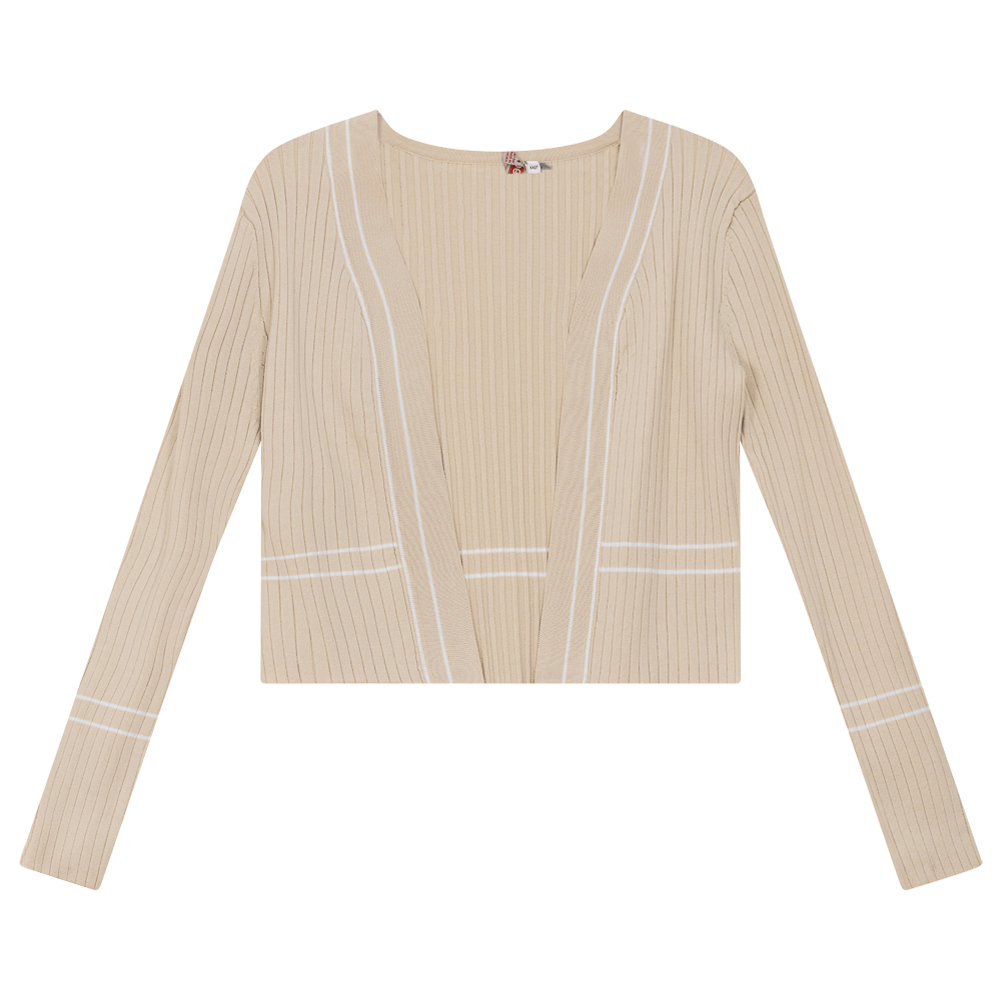 Rib Knit Crop Cardigan Dark Almond