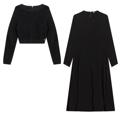 Woven Crochet Dress Black