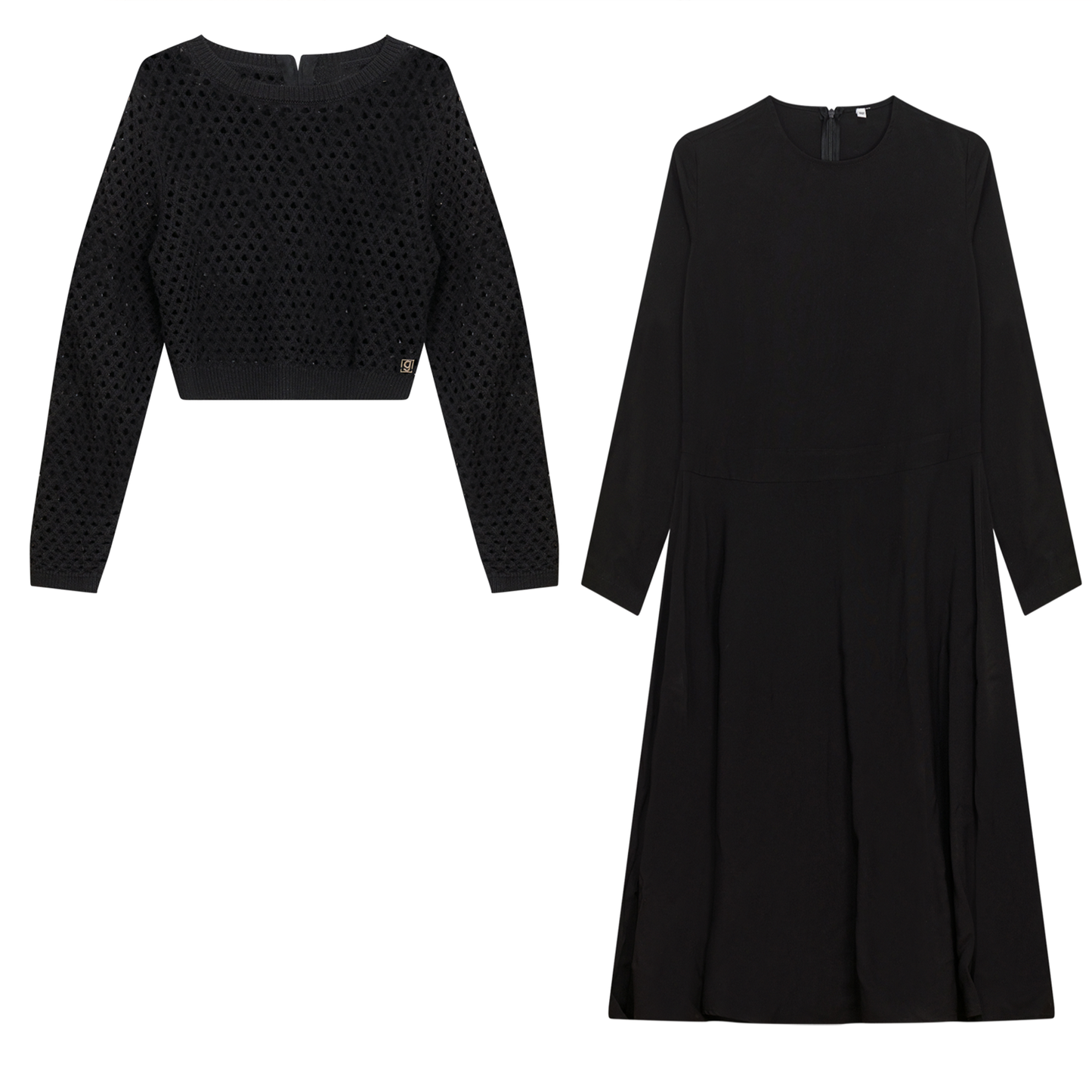 Woven Crochet Dress Black