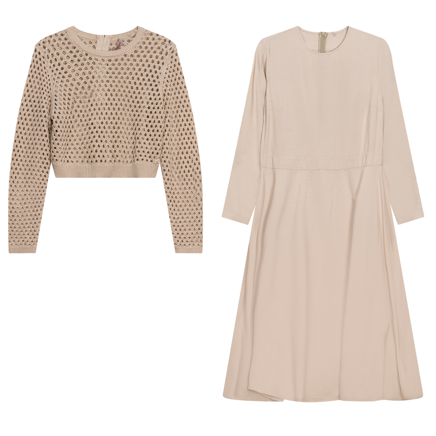 Woven Crochet Dress Light Mauve