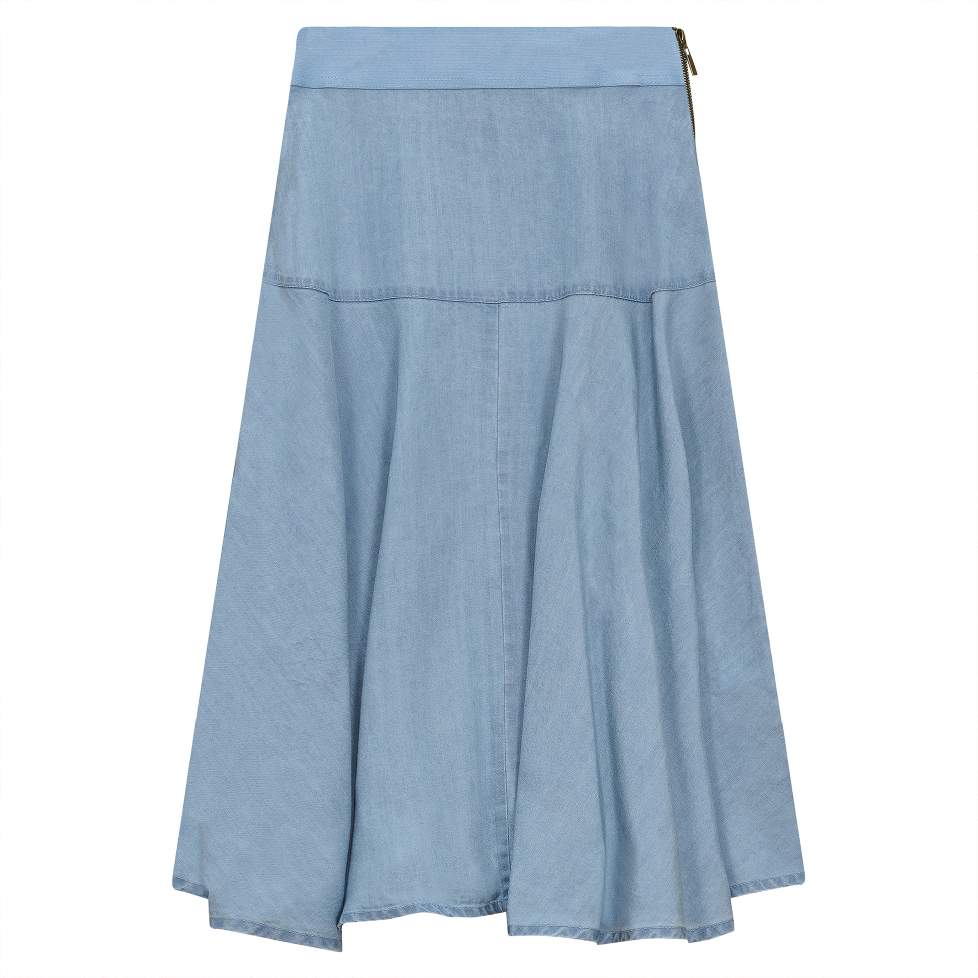 Woven Denim Flare Skirt Light Denim