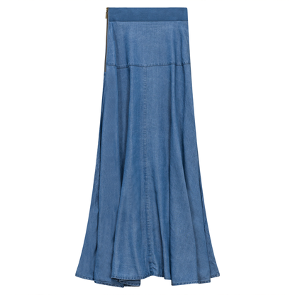 Woven Denim Flare Skirt Medium Denim