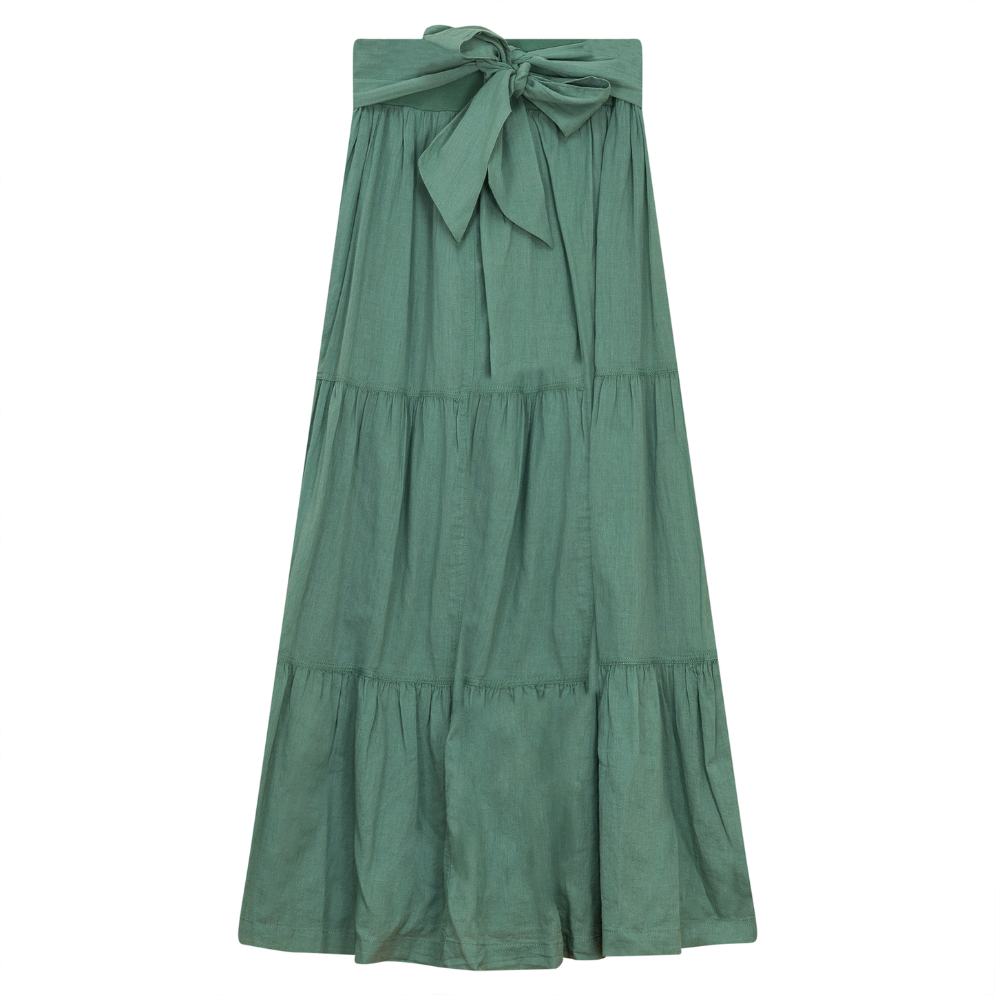 Woven Tiered Skirt with Belt Mint