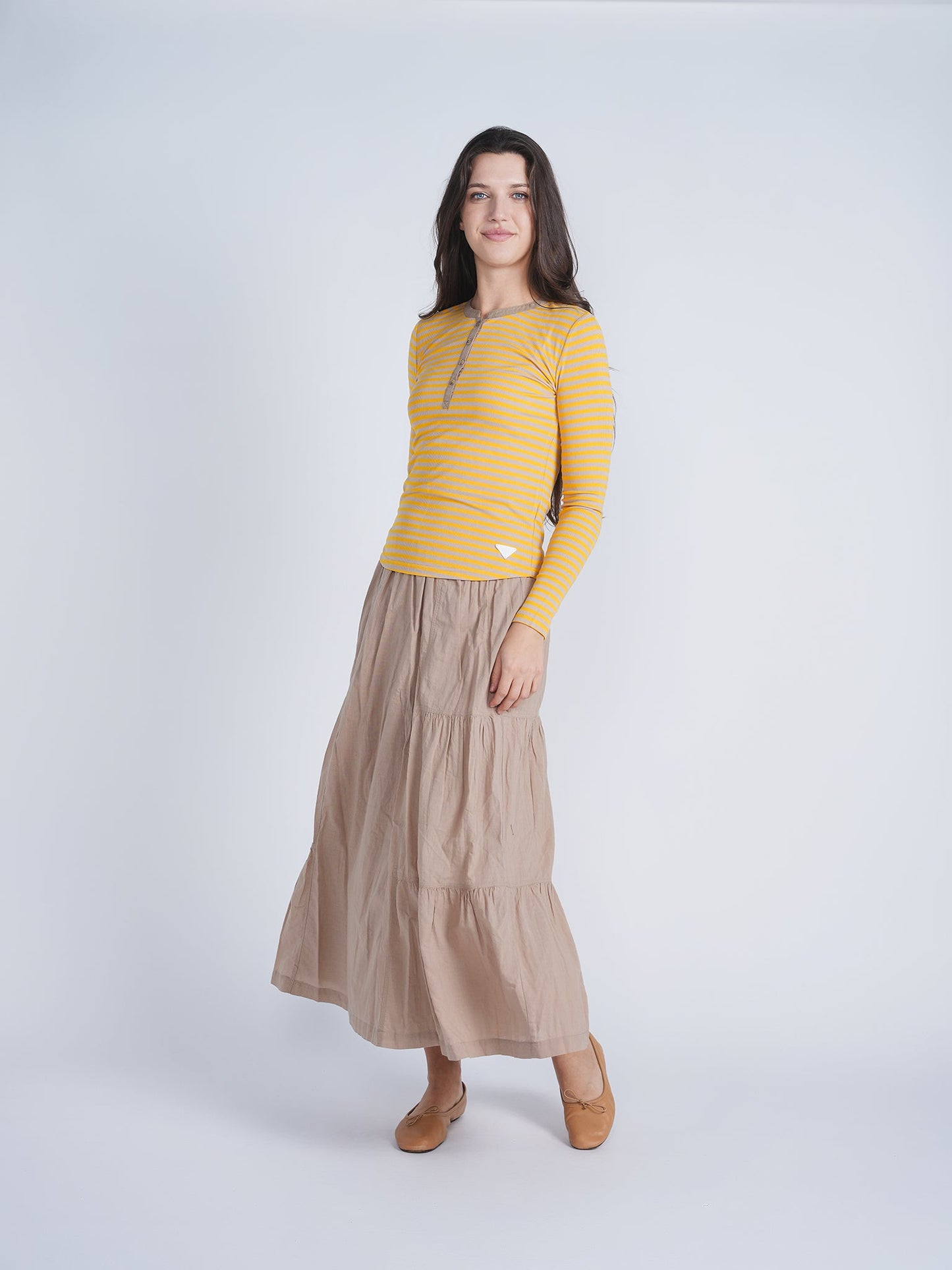 Woven Tiered Skirt with Belt