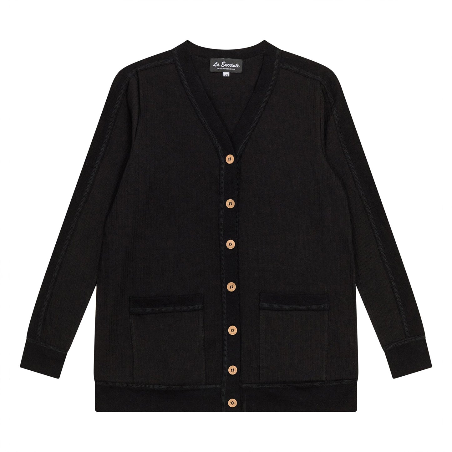 Maternity Ribbed Contrast Cardigan Black Black