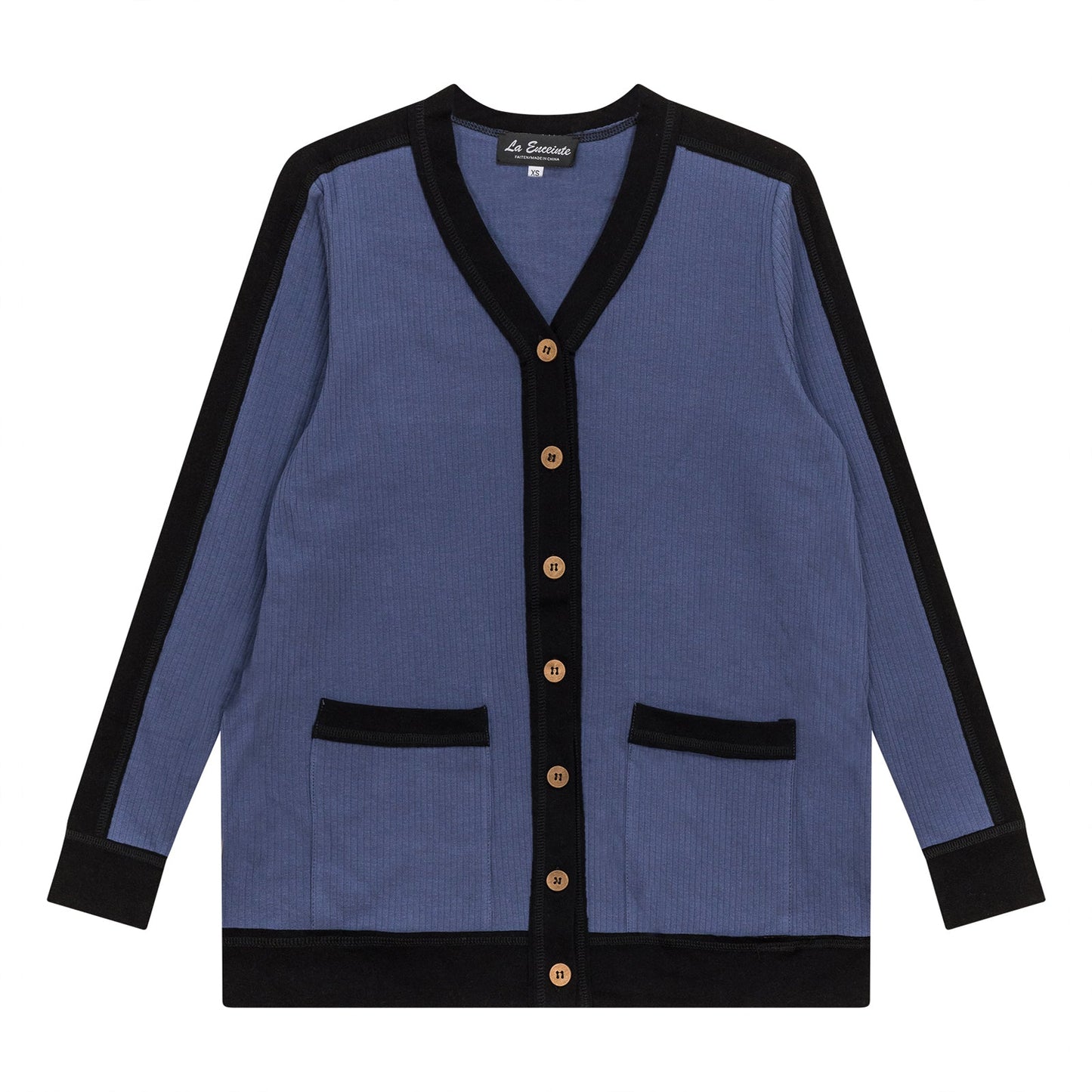 Maternity Ribbed Contrast Cardigan Medium Denim