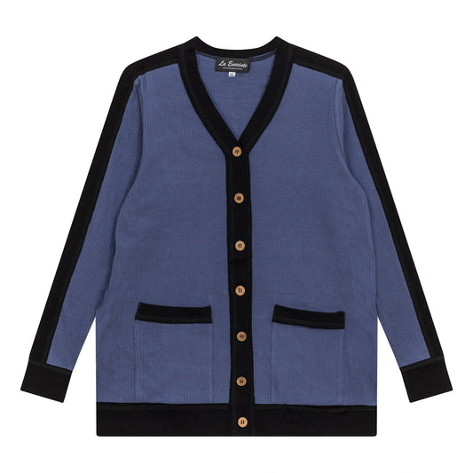 Maternity Ribbed Contrast Cardigan Medium Denim