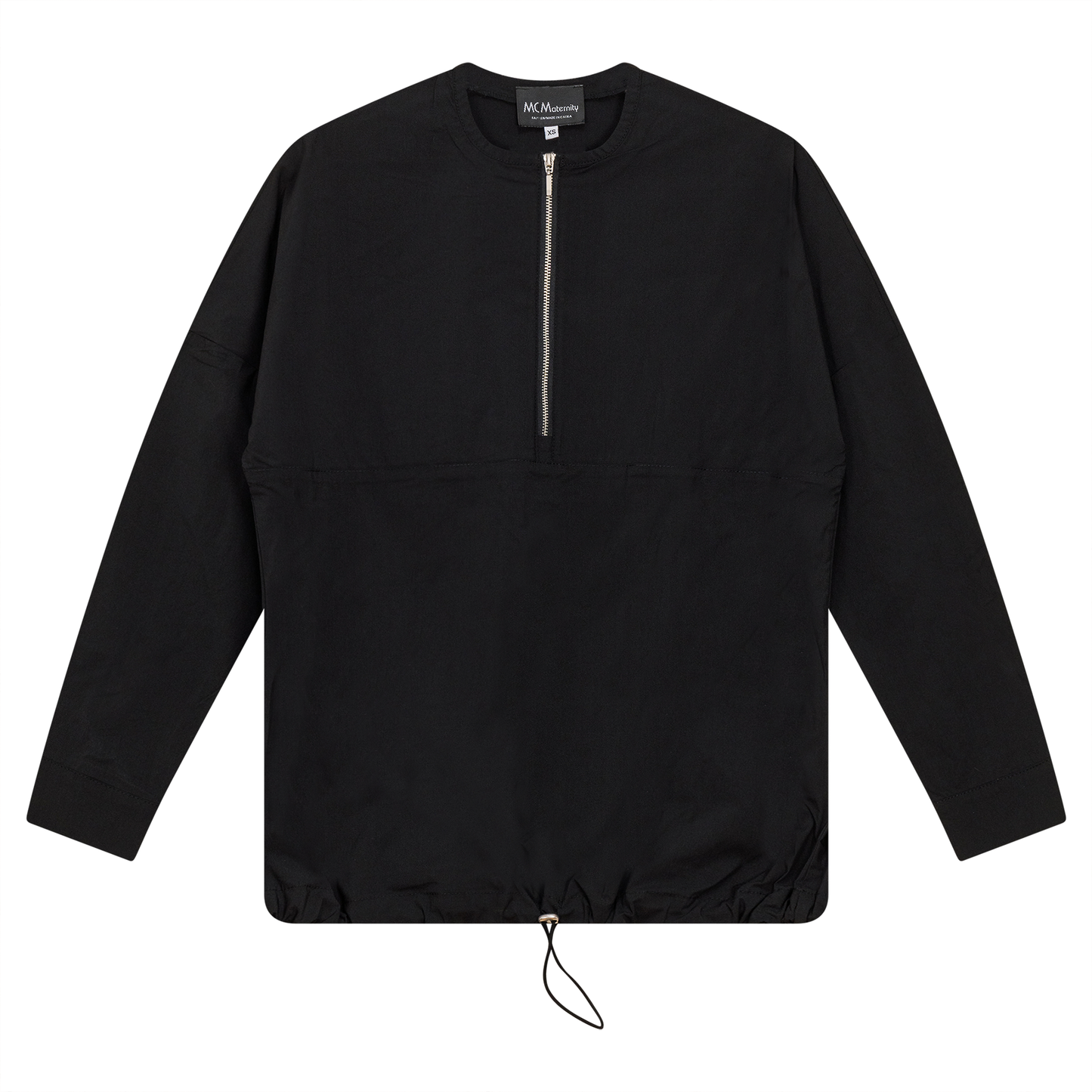 Maternity Cotton Henley Bungee Top Black