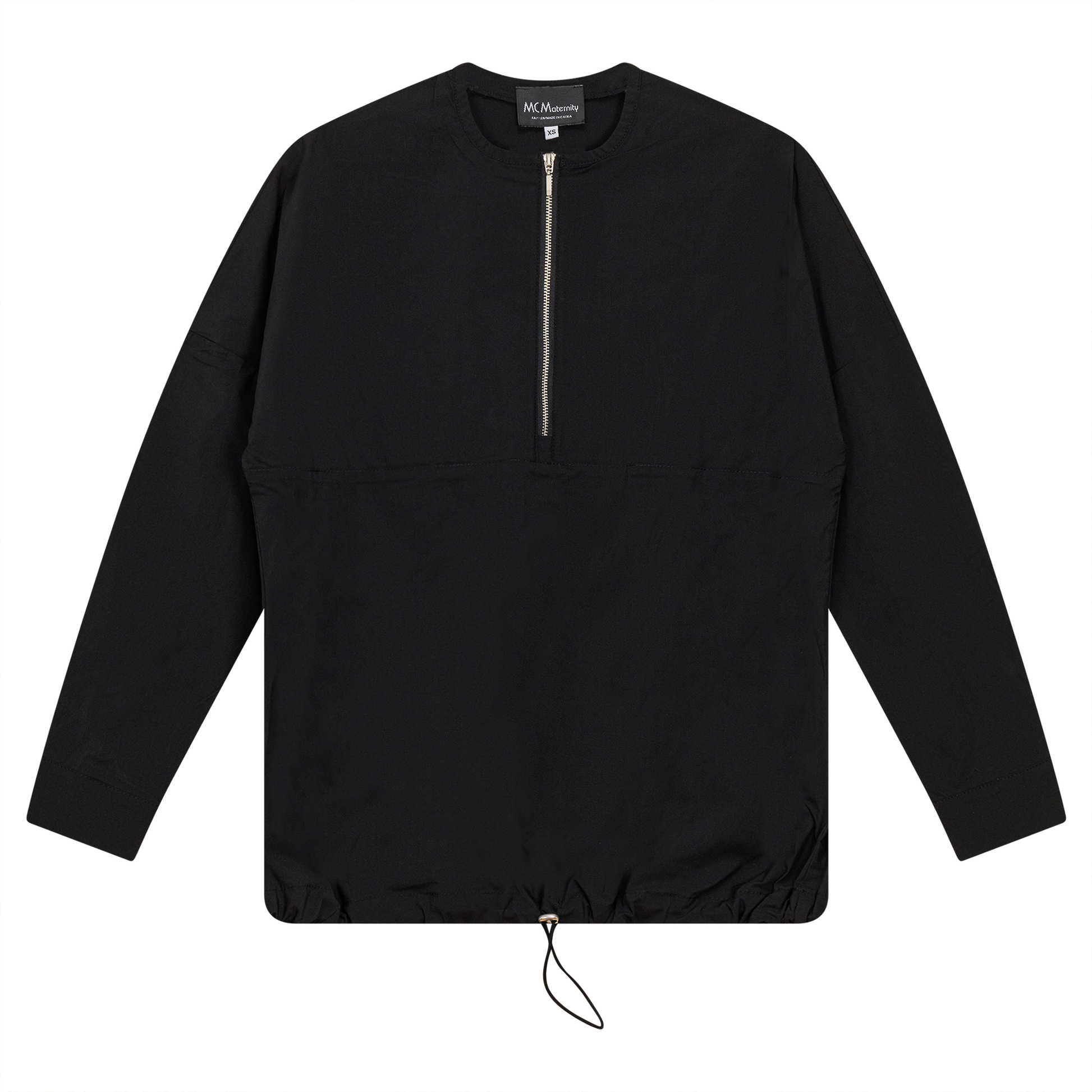 Maternity Cotton Henley Bungee Top Black