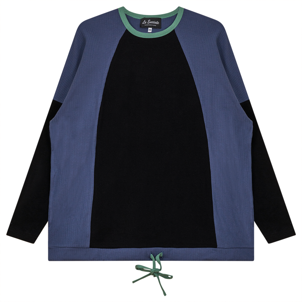 Maternity Color Blocked Top Medium Denim Black