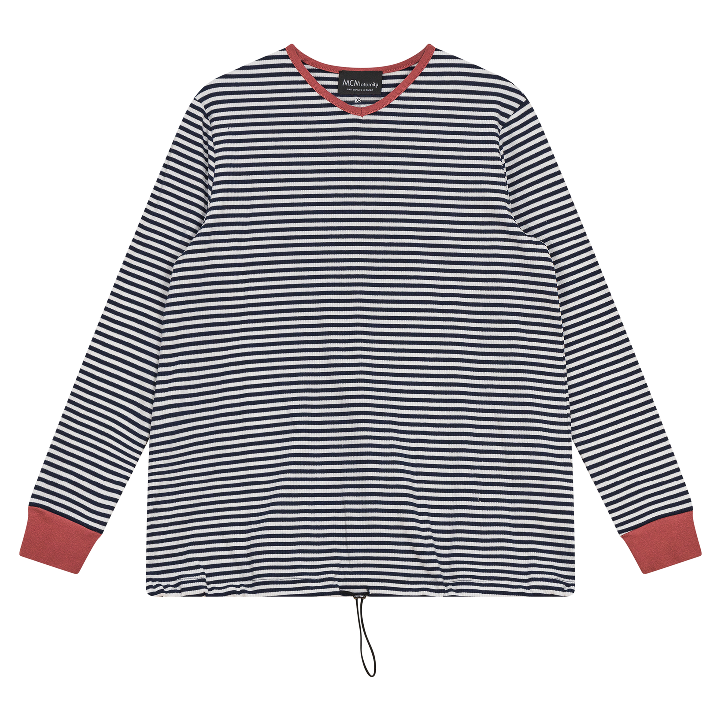 Maternity Striped V Neck Top Dark Denim