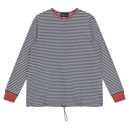 Maternity Striped V Neck Top Dark Denim