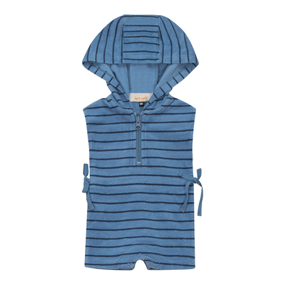 Stripped Terry Romper Blue Willow Denim