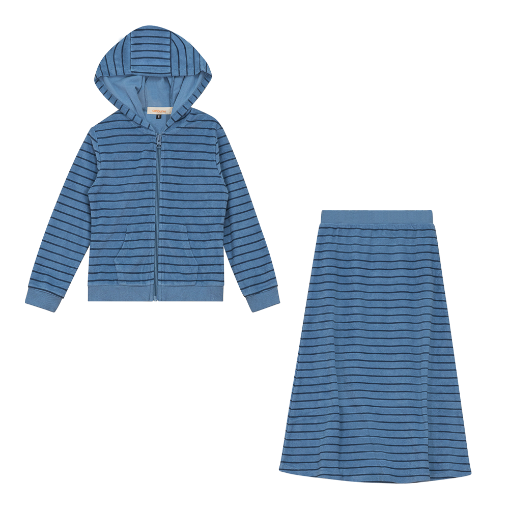 Stripped Terry 2Pc Set Blue Willow Denim