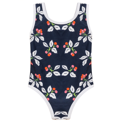 Cherry Print Swimsuit Navy