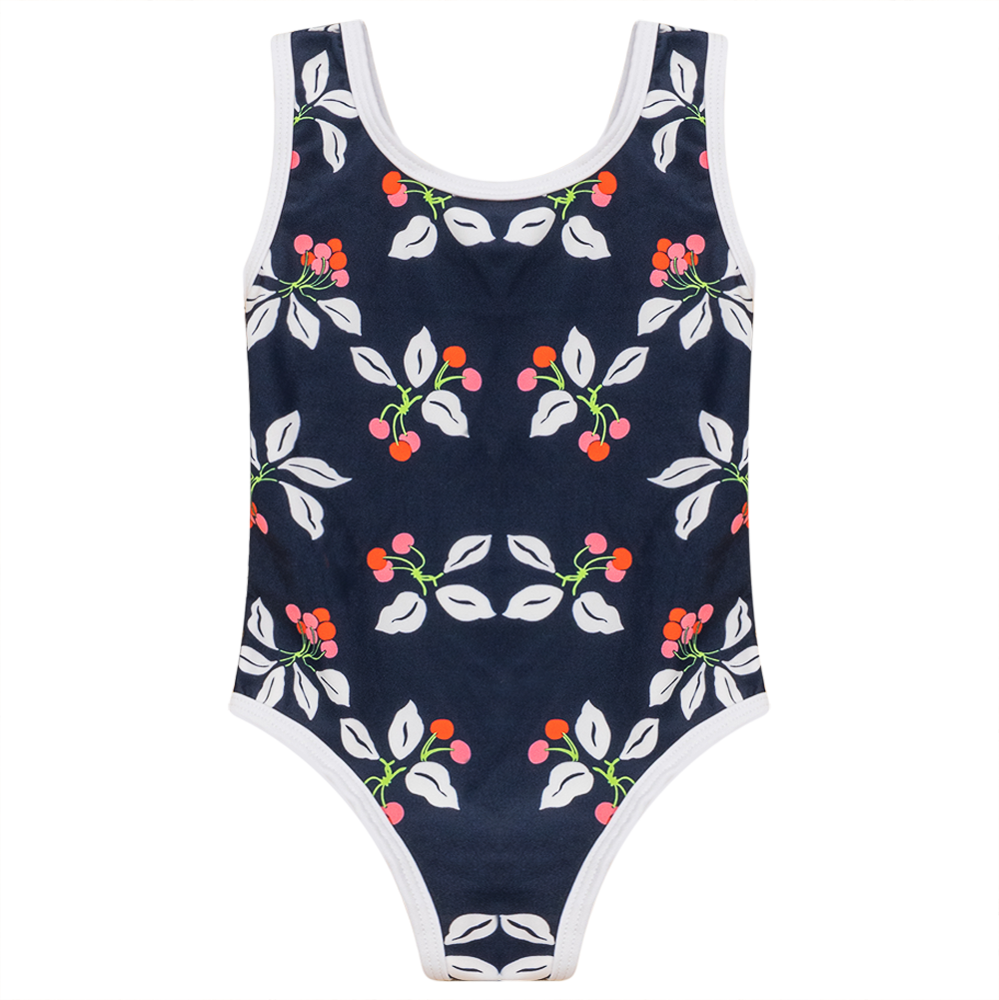 Cherry Print Swimsuit Navy