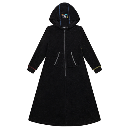 Multi Color Stitched Terry Robe Black Wash
