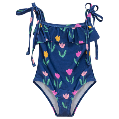 Flower Print Swimsuit Navy Floral